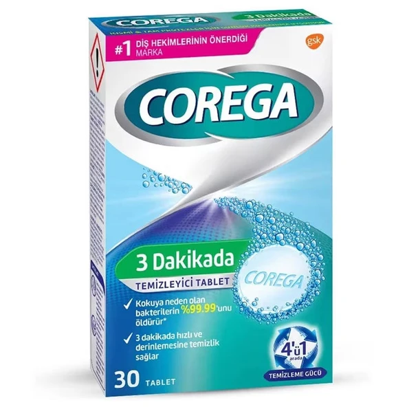 Corega Protez Temizleyici Tablet 30Lu