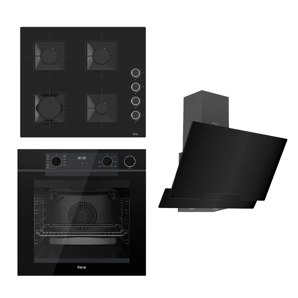 Ferre STEAMART-FRYART Serisi Siyah Set (SS205 + QEP64CS +D063 ) - Emaye Izgara ürün görseli 1