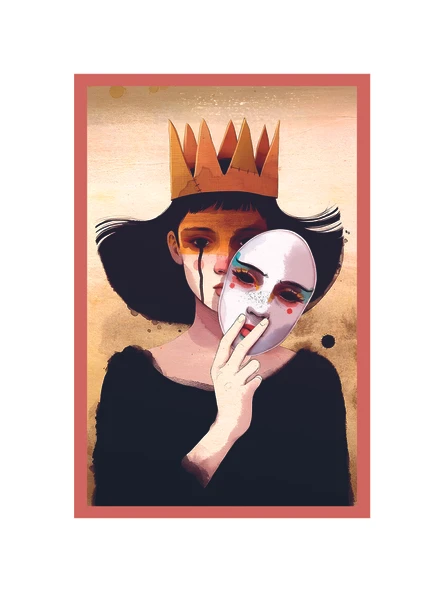 Maske Düşer  Gerçek Kalır  Dream (rüya) Anlamlı İllüstrasyon Dekoratif Kartpostal  10x15 Cm - 1