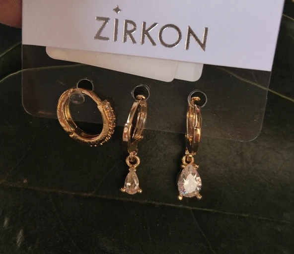 Monalisa Home Gold Renk Lüks Gösterişli  Figürlü Üçlü Küpe ürün görseli 1