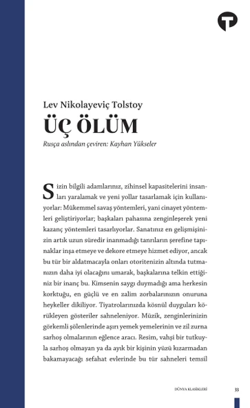 Üç Ölüm Tolstoy Turkuvaz