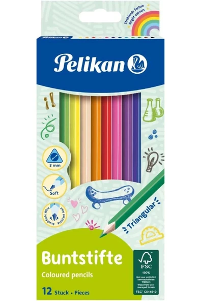 Pelikan 12li Üçgen Kuru Boya 4012700700117