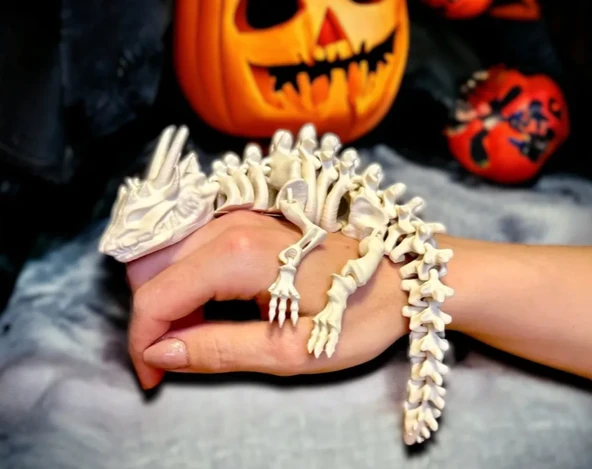 Hareketli İskelet Ejderha Figürü  Oynar Eklemli Dekoratif Oyuncak Koleksiyonluk Sürüngen