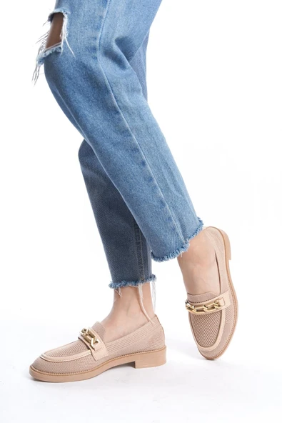 Kadın Eyzy Nut Triko Tokalı Lofer Mokosen Babet Ayakkabı - 3