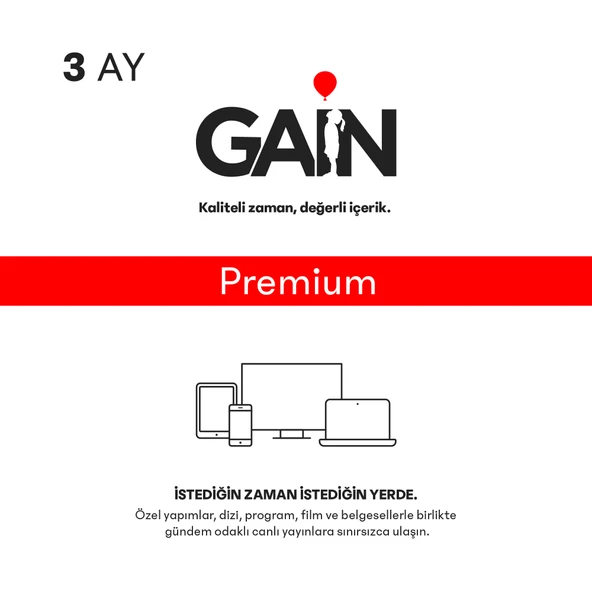 GAIN 3 AYLIK PREMIUM ABONELIK