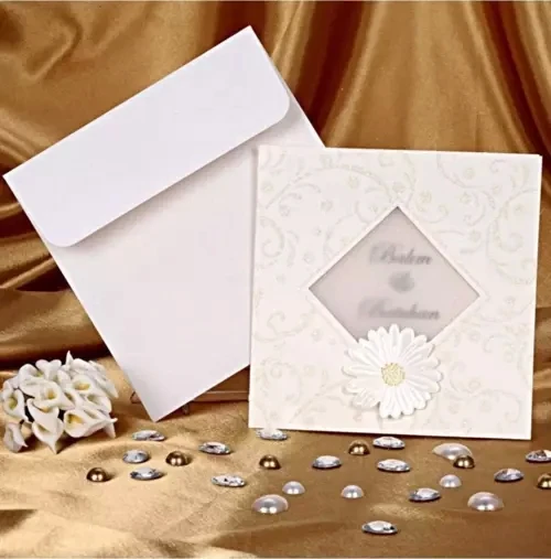 YENER DAVETİYE 162X229 MM 180 GRAM PRESTİJ BEYAZ LALE