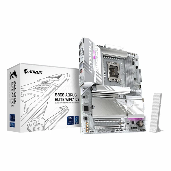 Gigabyte B860 Aorus Elite WiFi7 Ice DDR5 (9200MHz)OC M.2 HDMI/DP/USB-C PCIe 5.0 1851P ATX Anakart ürün görseli 1