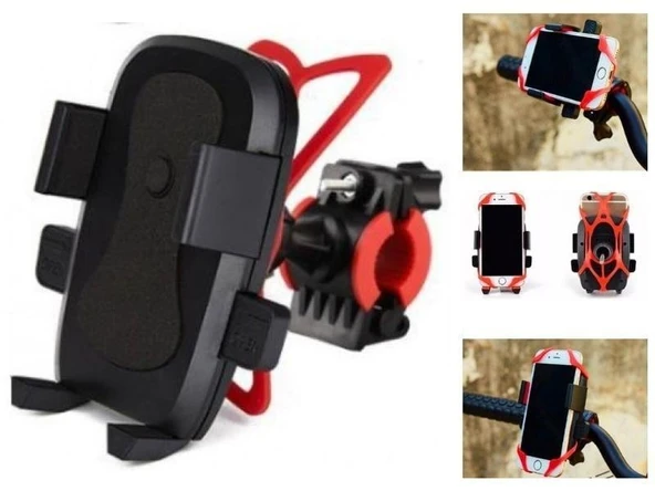 Lastik Destekli Standlı Bisiklet Telefon Tutucu Telefon Tutucu Aksesuarları Gidon Telefon Tutucusu