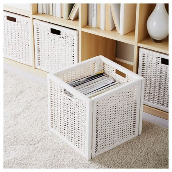 Rattan Beyaz Renk Sepet Kutu IKEA Düzenleyici ikea 32x35x32 cm 1 Adet Çok Amaçlı Kullanım - 2