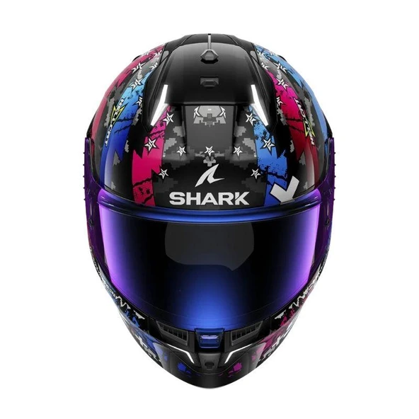 SHARK SKWAL i3 HELCATT SİYAH GRİ MAVİ - Resim 2