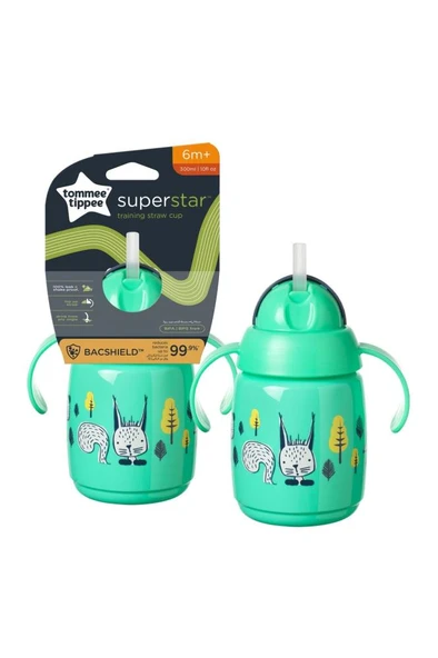 tommee tippee Superstar Kolay Içim Pipetli Alıştırma Bardağı Yeşil 300 Ml