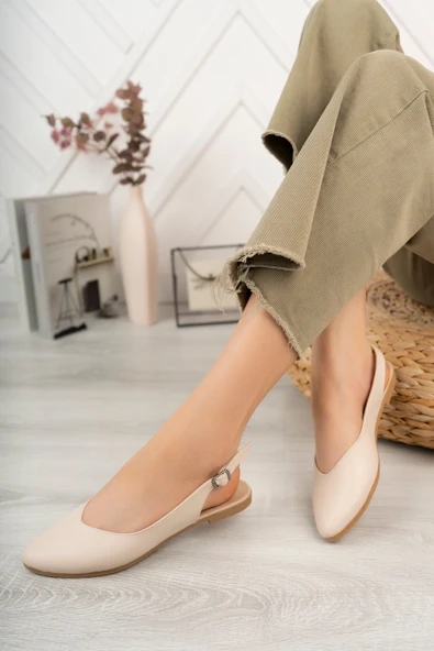 Kadın Misty Krem Cilt Arkası Acık Sivri Burun Günlük Babet - 3