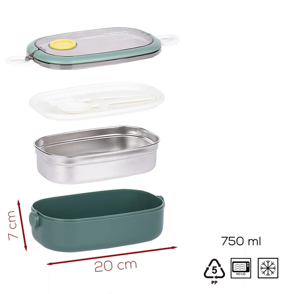 Porsima 3114-2 Stainless Steel Vakumlu Lunch Box Sefer Tası Yeşil - Resim 5