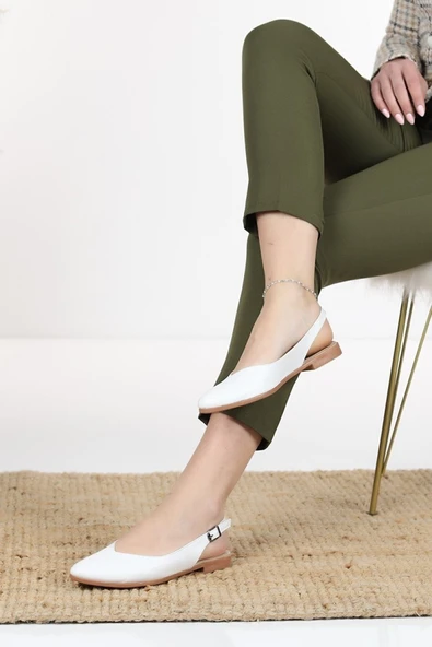 Kadın Misty Beyaz Arkası Acık Sivri Burun Günlük Babet - 4