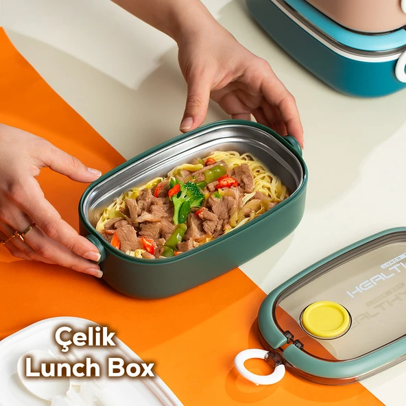 Porsima 3114-2 Stainless Steel Vakumlu Lunch Box Sefer Tası Yeşil ürün görseli 1