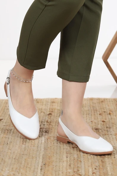 Kadın Misty Beyaz Arkası Acık Sivri Burun Günlük Babet - 5