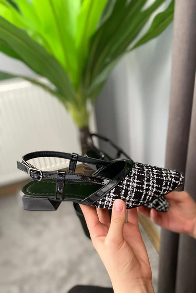 Kadın Tena Siyah Keten Arkası Acık Sivri Burun Günlük Babet - 2