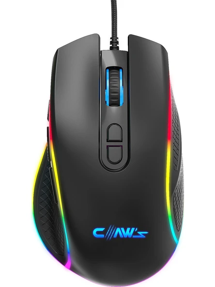 Claw's Nova V1 12800 Dpi Wide RGB Özel ABS Doku & Claw's Reflex Örgü Kablolu Ekstra Fire Butonlu Gaming Mouse - Siyah ürün görseli