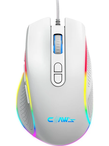 Claw's Nova V1 12800 Dpi Wide RGB Özel ABS Doku & Claw's Reflex Örgü Kablolu Ekstra Fire Butonlu Gaming Mouse - Beyaz - 6