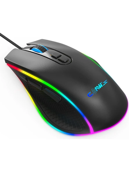 Claw's Nova V1 12800 Dpi Wide RGB Özel ABS Doku & Claw's Reflex Örgü Kablolu Ekstra Fire Butonlu Gaming Mouse - Siyah - Resim 2