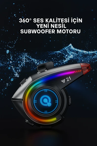 QASUL Rgb Işık Efektli Intercom Bluetooth Motosiklet Kask Kulaklığı Intercom Kulaklık - Resim 7