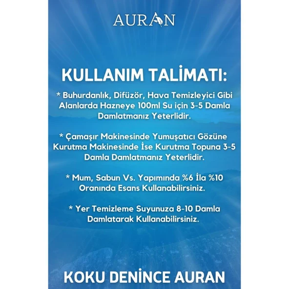 Auran Okyanus Esansiyel Uçucu Koku Yağı Buhurdanlık Yağı Difüzör Esansı Hobi Esans Ortam Oda Kokusu 10ml - 7