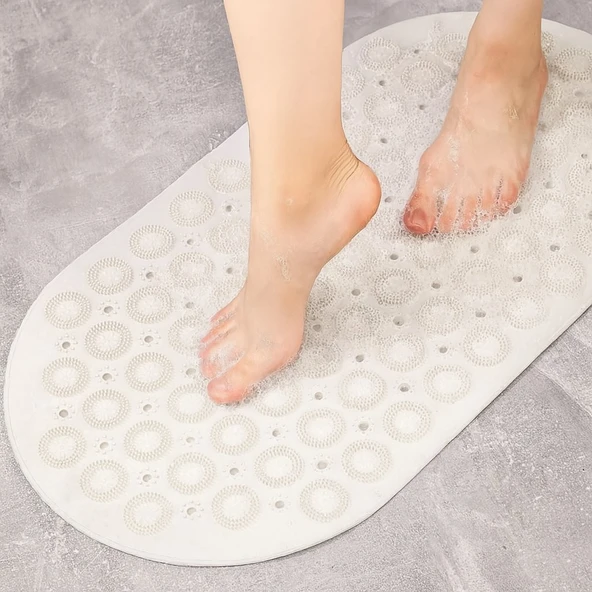 Masajlı Vantuzlu Kaydırmaz Banyo ve Duş Paspası - Beyaz ürün görseli