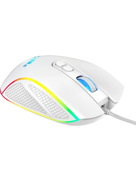 Claw's Nova V1 12800 Dpi Wide RGB Özel ABS Doku & Claw's Reflex Örgü Kablolu Ekstra Fire Butonlu Gaming Mouse - Beyaz - 1