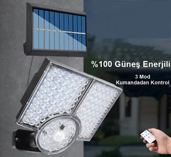 112 Led Güneş Enerjili Kumandalı 3 Çalışma Modlu Çift Başlıklı Iç Veya Dış Mekan Sarkıt Solar Led - Resim 5