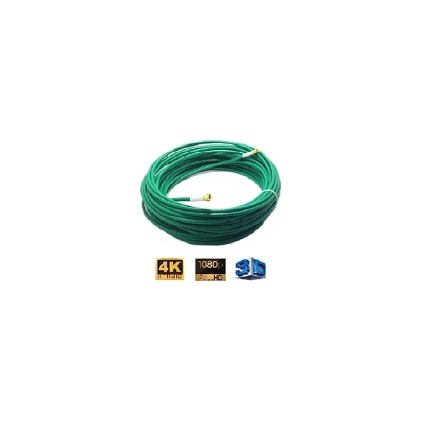 15 Metre 64 Tel Rg6/u4 Gold Uçlu Anten Kablosu 3D 4K Fullhd 1080 Tak Kullan - Yeşil - Resim 2