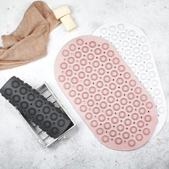 Masajlı Vantuzlu Kaydırmaz Banyo ve Duş Paspası - Pembe ürün görseli