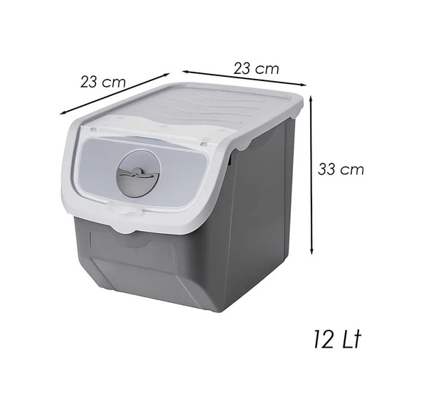 Porsima Coral Çok Amaçlı Plastik Patates Soğan Sarımsak Saklama Kutusu 12 Litre - Gri - 2