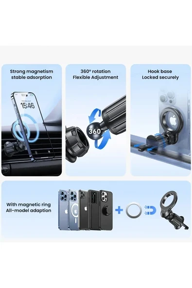 Fulltech Mıknatıslı, 360 Ayarlanabilir Araç İçi Telefon Tutucu FHD12 - Resim 2