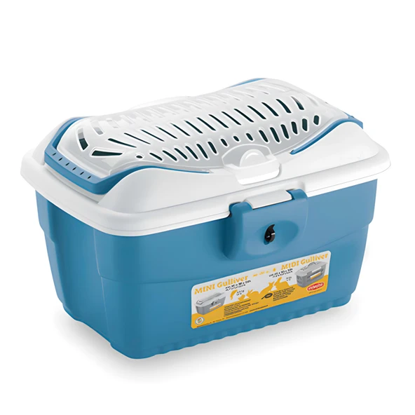 Stefanplast Gulliver Küçük Boy Küçük Evcil Hayvan Taşıma Çantası Mavi Beyaz 40x30x24Cm