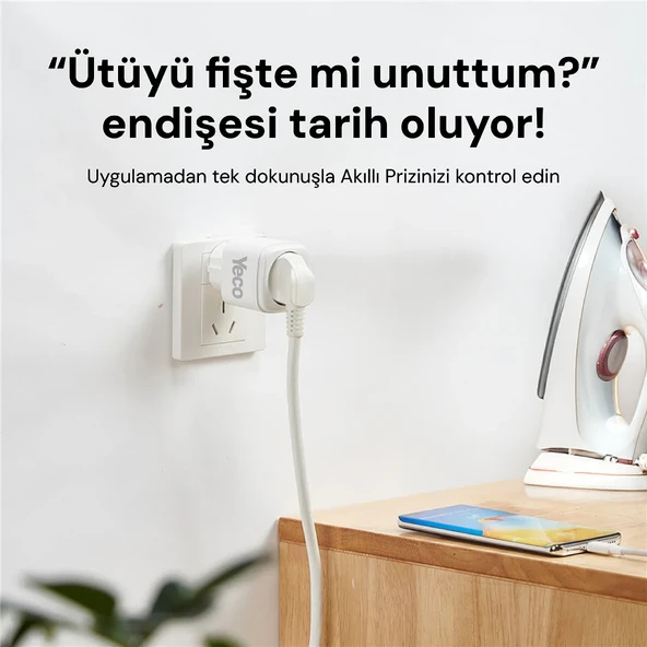 Yeco SP-16 Akıllı Priz, Wi-Fi Uyumlu, Telefonla Kontrol, 16A Akım Koruma, Enerji İzleme, 2 Adet - 7