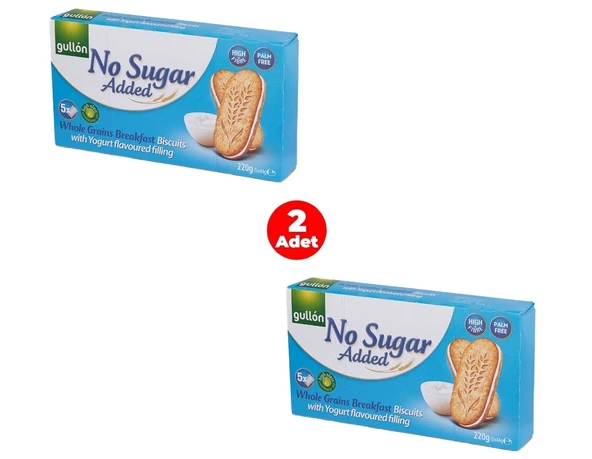 Gullon Yoğurt Aromalı Krema Dolgulu Şeker İlavesiz Tatlandırıcılı Bisküvi 220 gr (2 Adet) - 2