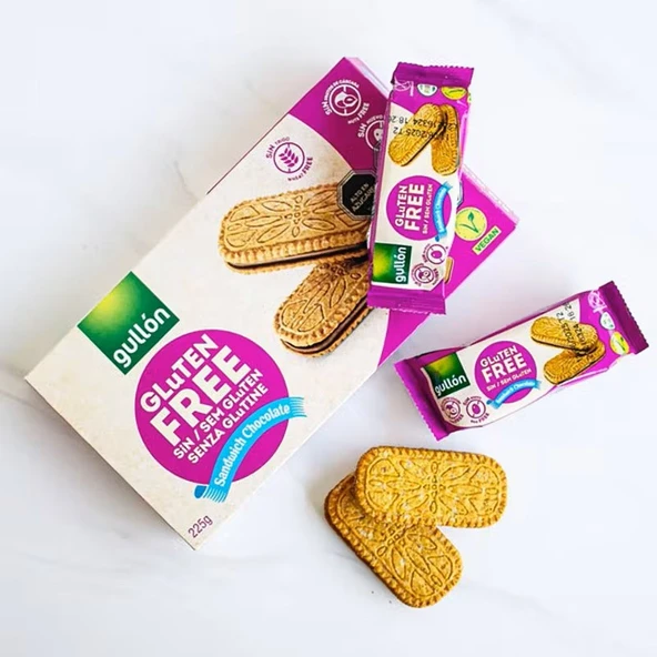 Gullon Çikolata Aroma Dolgulu Glutensiz Sandviç Bisküvi 225 gr (2 Adet) - 5