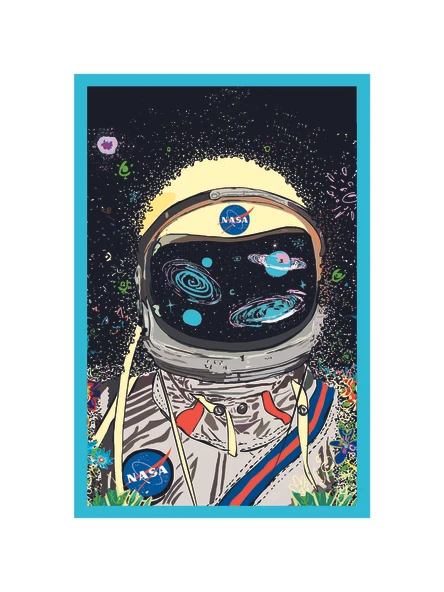Astronot ve Uzay Temalı Tasarım Kart  Dekoratif Hediye Not Kartı ve Kartpostal  10x15 cm - 1