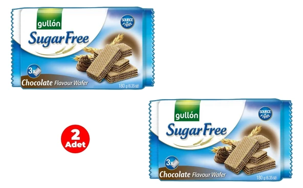 Gullon Kakao Aromalı Krema Dolgulu Şekersiz Gofret - Sugar Free Wafer 180 gr (2 Adet) - 2