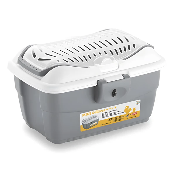 Stefanplast Gulliver Küçük Boy Küçük Evcil Hayvan Taşıma Çantası Gri Beyaz 40x30x24Cm