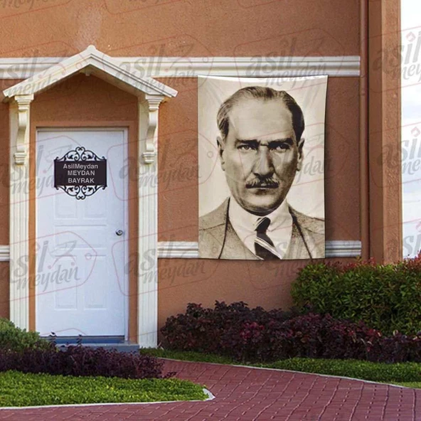 Sivil Gazi Mustafa Kemal Atatürk - Portre - Takım Elbiseli Modern Atatürk Poster Bayrak 100x150 cm