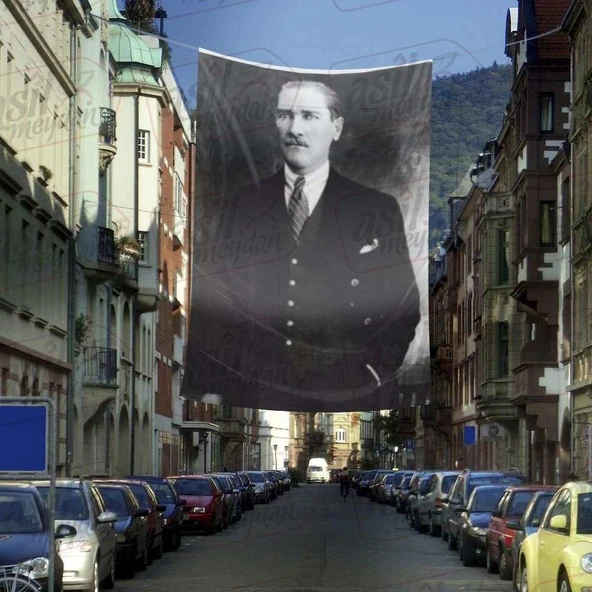 Takım Elbiseli Sivil Gazi Mustafa Kemal Atatürk - Portre - Portre Cephe Poster Bayrak-4X6 metre ürün görseli 1