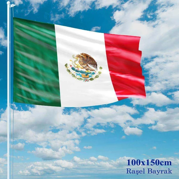 Meksika Bayrağı - 100x150 cm (1 metre x 1,5 metre) - Raşel Kumaş ürün görseli 1