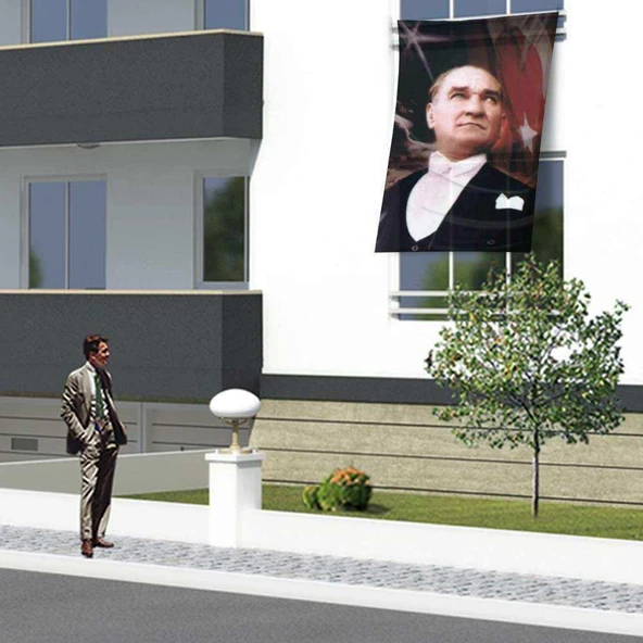 Ay-Yıldız - Gazi Mustafa Kemal Atatürk Poster Cephe Bayrak -1,5x2,25 metre ürün görseli