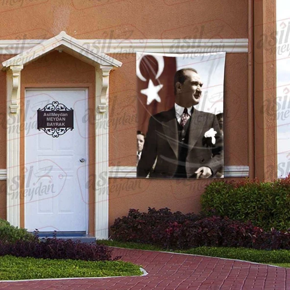 Modern Şık Takım Elbiseli Gazi Mustafa Kemal Atatürk - Ay Yıldızlı Poster Bayrak 100x150 cm
