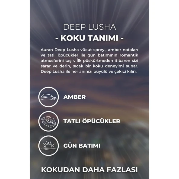 Auran Deep Lusha Parfümlü Kadın Vücut Spreyi Vücut Kokusu Vücut Misti Body Mist Spray 150ml - 2