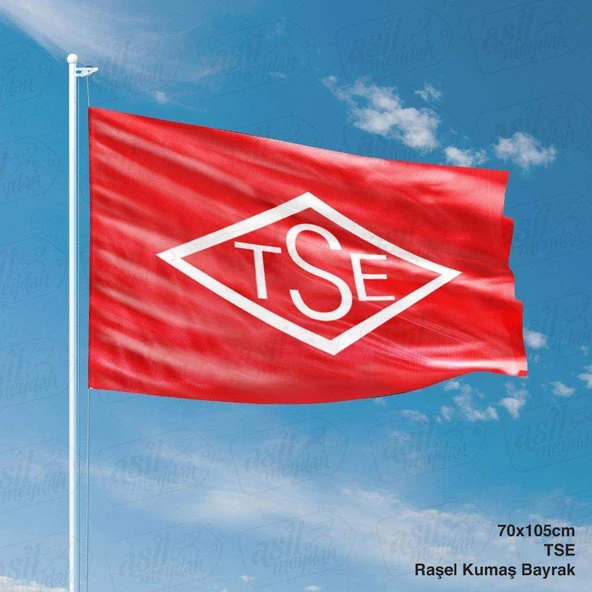 Kırmızı TSE Türk Standartları Enstitüsü Gönder Bayrağı - 70x105 cm Raşel Kumaş Bayrak ürün görseli