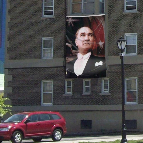Ay-Yıldız-Mustafa Kemal Atatürk Poster Dış Cephe Bayrak -300x450cm -3x4,5metre ürün görseli 1