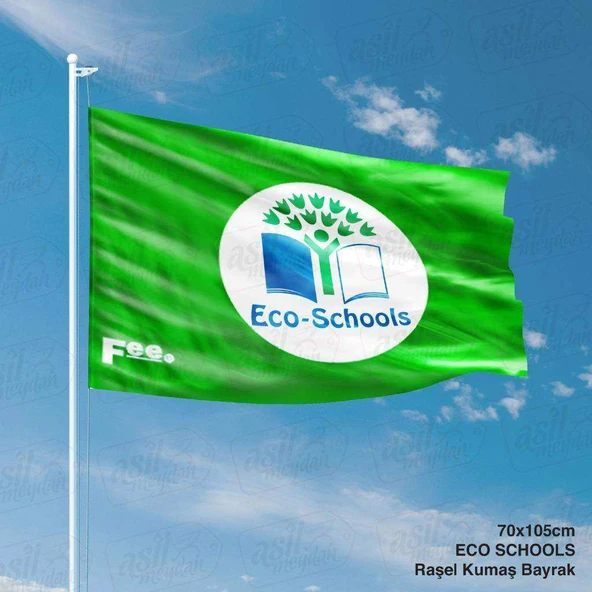 Çevre Dostu Okul - Eko Okul - Eco Schools Bayrak - 70x105 cm Raşel Kumaş Bayrak