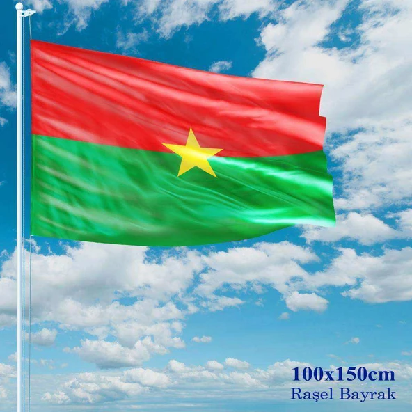 Burkina Faso Bayrağı - 100x150 cm (1 metre x 1,5 metre) - Raşel Kumaş